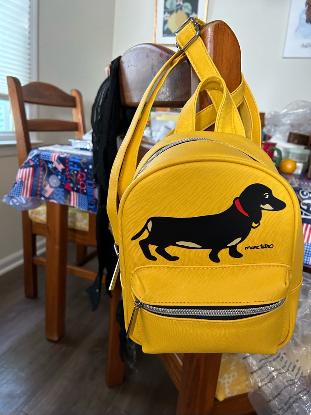 Marc Tetro NWOT Mustard Yellow Dachshund Print Mini Backpack by